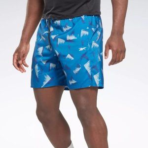 🆕 Reebok Mens Graphic TS Speed AOP 2.0 Running Shorts Vector Blue HG4073 XL